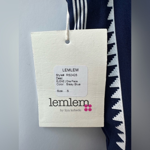 LemLem - Elene Classic One Piece - Navy / White Vertical Stripe - Small - Picture 12 of 14